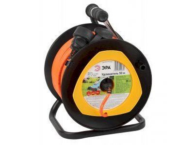 Удлинитель силовой ЭРА RP-1-2x1.5-50m на пластиковой катушке без заземления 1 розетка 50м ПВС 2x1,5мм2