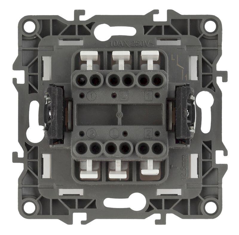 12-1104-01 ЭРА Выключатель двойной, 10АХ-250В, IP20, Эра12, белый (10/100/3200)
