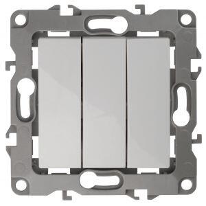 12-1107-01 ЭРА Выключатель тройной, 10АХ-250В, IP20, Эра12, белый (10/100/3200)