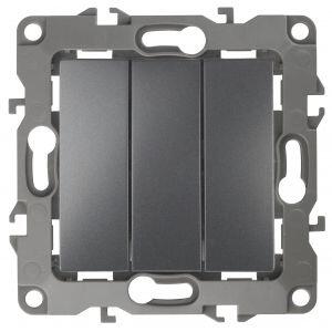 12-1107-12 ЭРА Выключатель тройной, 10АХ-250В, IP20, Эра12, графит (10/100/2500) 12-1107-12 ЭРА Выключатель тройной, 10АХ-250В, IP20, Эра12, графит (10/100/2500)