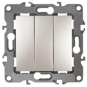 12-1107-15 ЭРА Выключатель тройной, 10АХ-250В, IP20, Эра12, перламутр (10/100/2500)