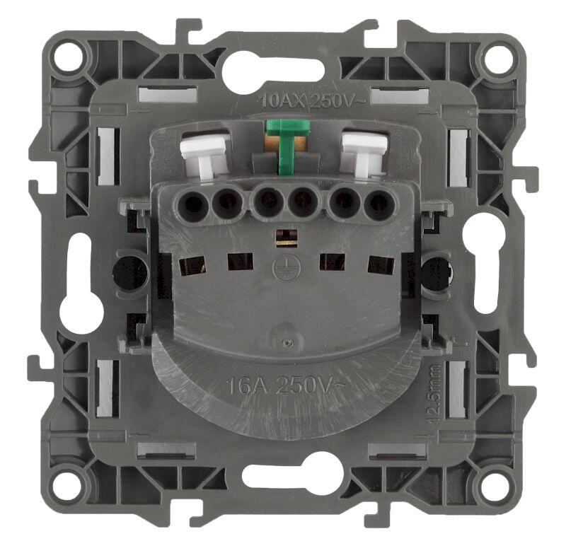 12-2001-01 ЭРА Розетка 2P+E Schuko, 16A-250В, IP20, без м.лапок, Эра12, белый (10/100/3000)