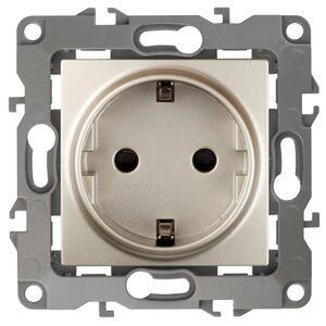 12-2001-04 ЭРА Розетка 2P+E Schuko, 16A-250В, IP20, без м.лапок, Эра12, шампань (10/100/3200)