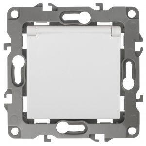 12-2003-01 ЭРА Розетка 2P+E Schuko со шторками с крышкой, 16А-250В, б.л., Эра12, белый (10/100/1800)