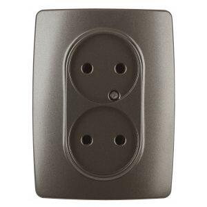 12-2107-13 ЭРА Розетка 2X2P, 16A-250В, IP20, Эра12, бронза (10/100/1600)