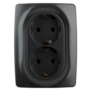 12-2108-05 ЭРА Розетка 2X2P+E Schuko со шторками, 16A-250В, IP20, Эра12, антрацит (10/100/2000) 12-2108-05 ЭРА Розетка 2X2P+E Schuko со шторками, 16A-250В, IP20, Эра12, антрацит (10/100/2000)