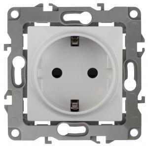 12-2111-01 ЭРА Розетка 2P+E Schuko, 16A-250В, IP20, винт, Эра12, белый (10/100/2100)