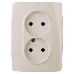 12-2117-02 ЭРА Розетка 2X2P, 16A-250В, IP20, винт, Эра12, слоновая кость (10/100/1600)