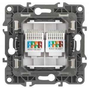 12-3108-12 ЭРА Розетка информационная двойная 2XRJ45, IP20, Эра12, графит (10/100/2500)