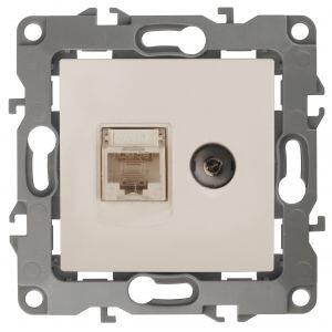 12-3110-02 ЭРА Розетка комбинированная RJ45+TV, IP20, Эра12, слоновая кость (10/100/3200)