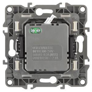 12-4110-05 ЭРА Устройство зарядное USB, 230В/5В-2100мА, IP20, Эра12, антрацит (6/60/1920)