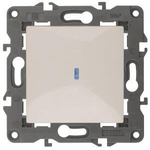 14-1102-02 ЭРА Выключатель с подсветкой, 10АХ-250В, IP20, Эра Elegance, сл.кость (10/100/3000)