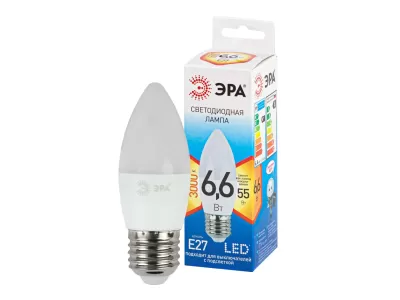 Лампа светодиодная ЭРА LED B35-9W-827-E27 QX (диод, свеча, 6,6 Вт, теплый свет, E27)