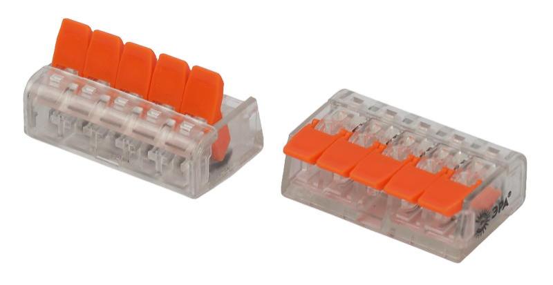 Клемма ЭРА NO-225-352 универсальная 221-415 компактная с рычагами 5-проводная 0.2-4 мм2 (упаковка 20 шт.)