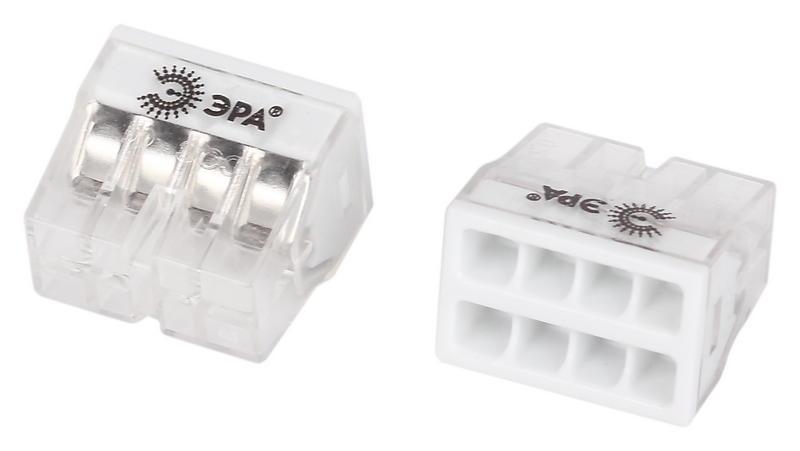 Клемма ЭРА NO-225-366 быстрозажимная 773-608 прозрачная 8-проводная 0.75-4.0 мм2 упаковка 20 шт