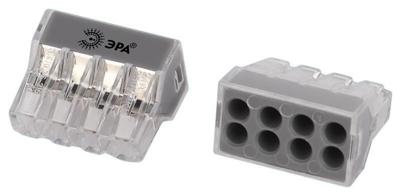 Клемма ЭРА NO-225-362 быстрозажимная 2273-208 компактная 8-проводная 0.2-2.5 мм2 упаковка 15 шт