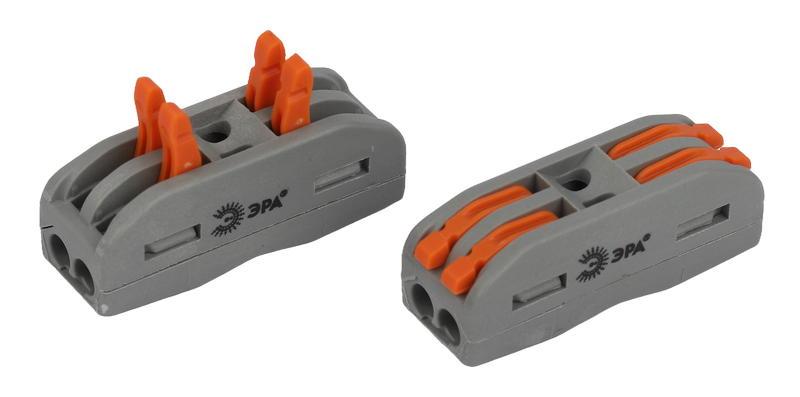 Клемма ЭРА NO-225-449 проходная 222-2412 с рычагами 2 полюса 0.08-2.5/4 мм2 (упаковка 2 шт.)