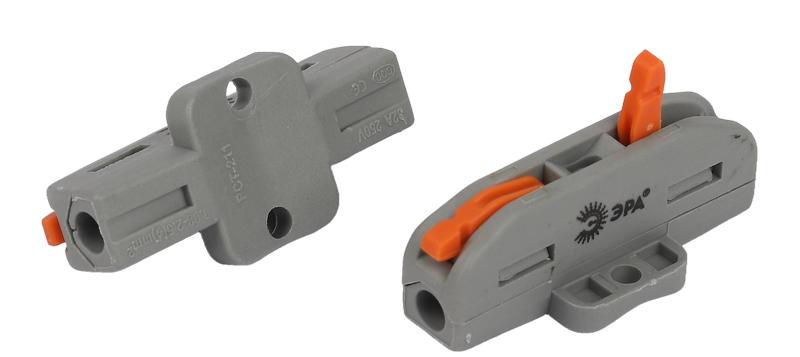 Клемма ЭРА NO-225-397 проходная с монтажной площадкой 222-2411Р с рычагами 1 полюс 0.08-2.5/4 мм2 (упаковка 20 шт.)