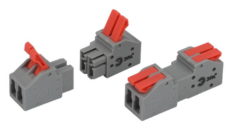 Клемма ЭРА NO-225-403 проходная разъёмная 222-2412R с рычагами 2 полюса 0.08-2.5/4 мм2 (упаковка 20 шт.)