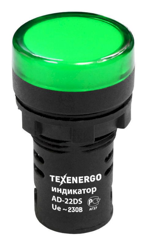 Арматура светосигнальная AD22DS(LED) 230В AC/DC d22 зеленая Texenergo Арматура светосигнальная AD22DS(LED) 230В AC/DC d22 зеленая Texenergo