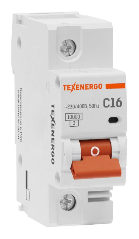 Автоматический выключатель ВА67-100 1п 16А 10кА Texenergo хар-ка C Автоматический выключатель ВА67-100 1п 16А 10кА Texenergo хар-ка C