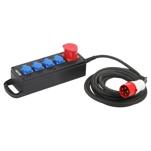 Удлинитель силовой ЭРА IND380-U-5e-5x2,5-10m-IP44 380В на каучуковой колодке 5 розеток 1xCEE 5P/4xSCHUKO 10м КГ 5x2,5
