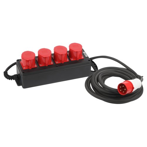 Удлинитель силовой ЭРА IND380-U-4e-5x4-5m-IP44 на 380В на каучуковой колодке 4 розетки 4xCEE 5P 5м КГ 5х2,5 32A IP44