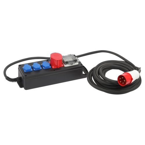 Удлинитель силовой ЭРА IND380-SF-4e-5x4-5m-IP44 380В на каучуковой колодке 4 розетки 1xCEE 5P/3xSCHUKO 5м КГ 5х2,5 32A