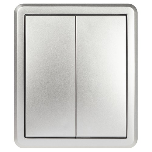 Выключатель ЭРА Эксперт 11-1205-03 двойной с подсветкой IP20 10АХ-250В ОУ алюминий