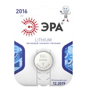 Батарейки ЭРА CR2016-1BL Lithium (40/320/35200)