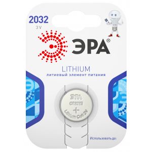 Батарейки ЭРА CR2032-1BL Lithium (40/320/46080)