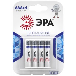Батарейки ЭРА LR03-4BL SUPER Alkaline (120/960/38400) Батарейки ЭРА LR03-4BL SUPER Alkaline (120/960/38400)