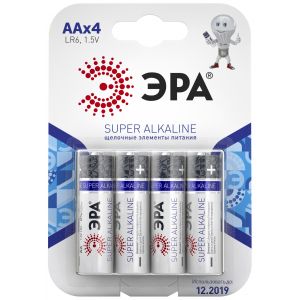 Батарейки ЭРА LR6-4BL SUPER Alkaline (80/640/20480) Батарейки ЭРА LR6-4BL SUPER Alkaline (80/640/20480)