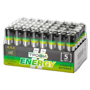 Батарейки Трофи LR03-40 bulk ENERGY Alkaline (40/960/38400) Батарейки Трофи LR03-40 bulk ENERGY Alkaline (40/960/38400)