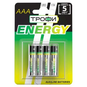 Батарейки Трофи LR03-4BL ENERGY Alkaline (40/960/34560) Батарейки Трофи LR03-4BL ENERGY Alkaline (40/960/34560)
