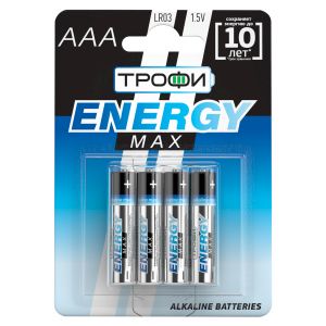 Батарейки Трофи LR03-4BL ENERGY MAX Alkaline (40/960/30720) Батарейки Трофи LR03-4BL ENERGY MAX Alkaline (40/960/30720)