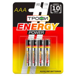 Батарейки Трофи LR03 4BL ENERGY POWER Alkaline (40/960/30720) Батарейки Трофи LR03 4BL ENERGY POWER Alkaline (40/960/30720)