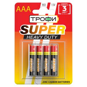 Батарейки Трофи R03-4BL SUPER HEAVY DUTY Zinc (40/960/46080) Батарейки Трофи R03-4BL SUPER HEAVY DUTY Zinc (40/960/46080)