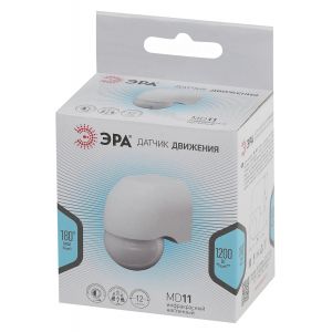 Датчик движения ЭРА MD 011 для дома инфракрасный нагрузка 800Вт, угол обзора 180, дальность 12м