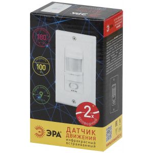 Датчик движения ЭРА MD 09 скрытой установки 100Вт, 9м (100/1800) Датчик движения ЭРА MD 09 скрытой установки 100Вт, 9м (100/1800)