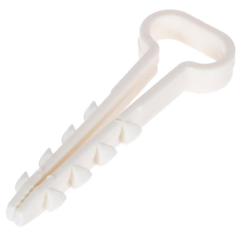 Дюбель-хомут (белый) 5-8 (уп.100шт.) для плоского кабеля Дюбель-хомут (белый) 5-8 (уп.100шт.) для плоского кабеля