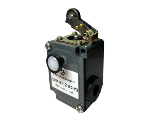 ВПК-2112-БФУ2, двухполюсный, толкатель с роликом, с фиксатором, 1НО+1НЗ