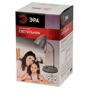 ЭРА наст.светильник N-116-Е27-40W-GY серый (16/96)