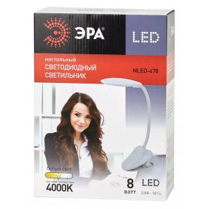 ЭРА наст.светильник NLED-478-8W-W белый (20/160) ЭРА наст.светильник NLED-478-8W-W белый (20/160)