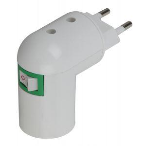 ЭРА Переходник вилка-Е27 с выключателем, белый (20/200/3600)