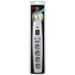 ЭРА Сет. фильтр SFU-5es-2m-W надеж. защита, с/з, с выкл, 5гн+2USB, 2м,, 10А, шторки, белый (20/200) ЭРА Сет. фильтр SFU-5es-2m-W надеж. защита, с/з, с выкл, 5гн+2USB, 2м,, 10А, шторки, белый (20/200)