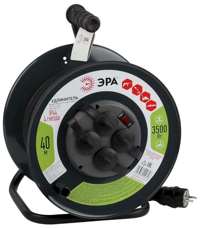 ЭРА Удлинитель силовой RMx-4es-3x1.5-40m-IP44(KG) на м. катушке c/з 4 гн 40м КГ 3х1.5 (1/24)