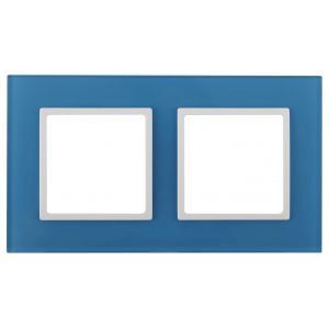 14-5102-28 ЭРА Рамка на 2 поста, стекло, Эра Elegance, голубой+бел (5/50/1200)