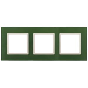 14-5103-27 ЭРА Рамка на 3 поста, стекло, Эра Elegance, зелёный+сл.кость (5/25/900)