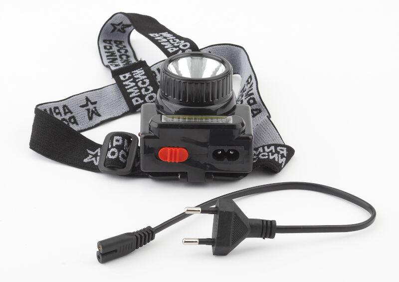 GA-501 Фонари АР АРМИЯ РОССИИ налобный Гранит [3Вт COB + 3Вт LED, ближ и дальн свет, аккум, карт] (3